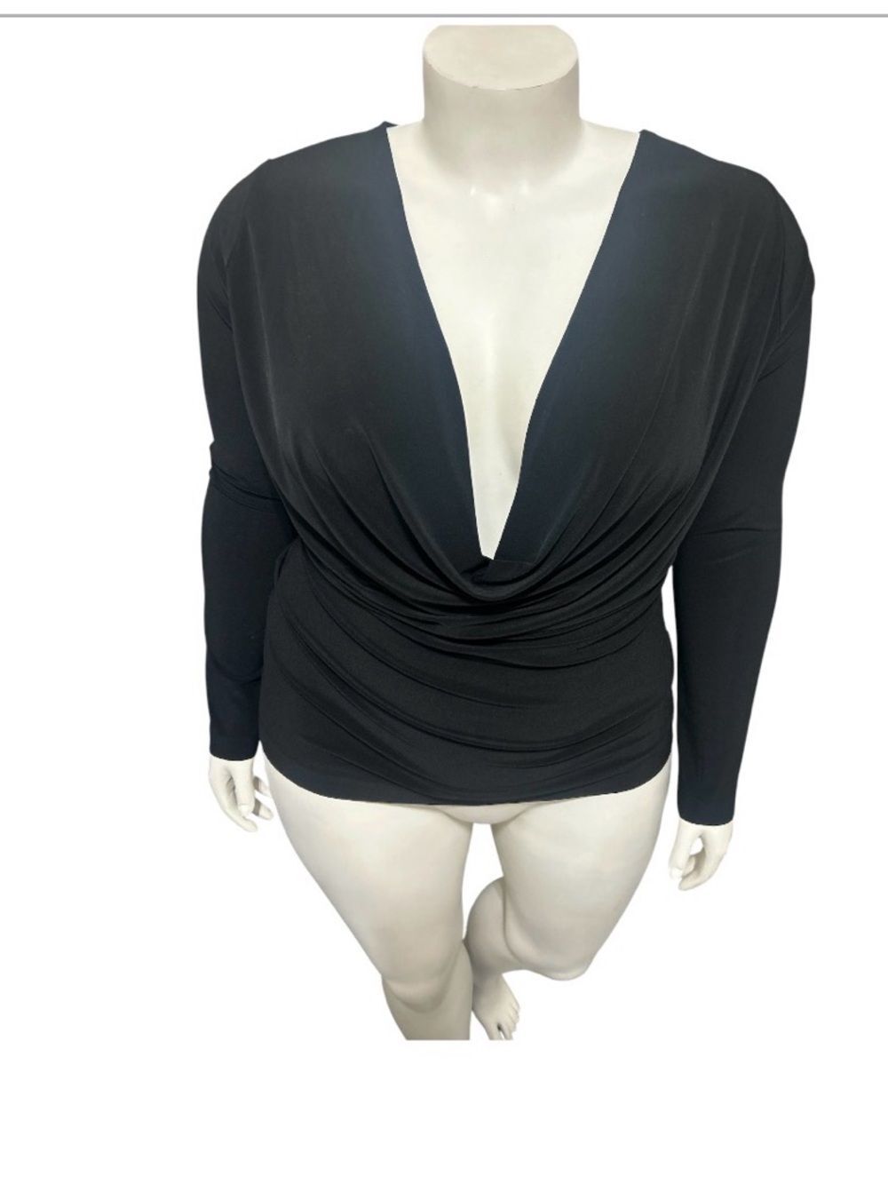 Norma Kamali Black Long Sleeve Top Size XL Classic Minimalist Style Elegant Chic - Picture 6 of 8